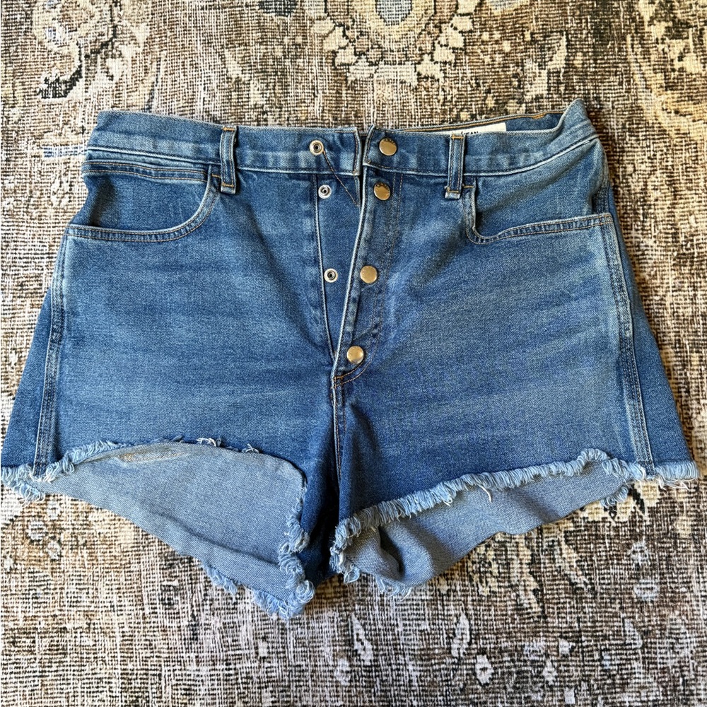 rag & bone Button-Front Blue Denim Cutoff Shorts